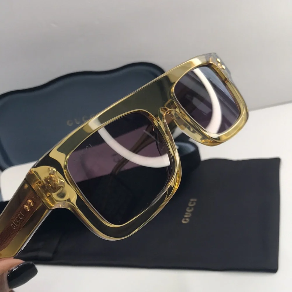 New - GUCCI EYEWEAR GG1085S SUNGLASSES Yellow & Grey